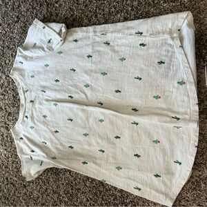Old Navy White Cactus Print Short Sleeve Tee